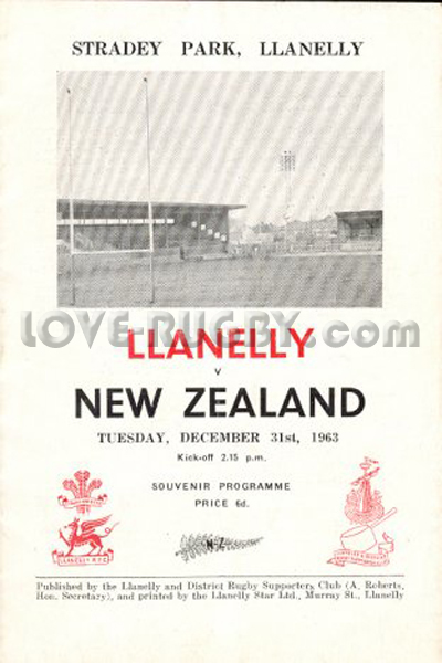 1963 Llanelli v New Zealand  Rugby Programme